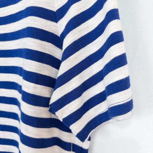 Chicos Cotton Slub Stripe Button Back Tee Womens 2 (L) Seafaring Blue Nautical - Picture 11 of 15